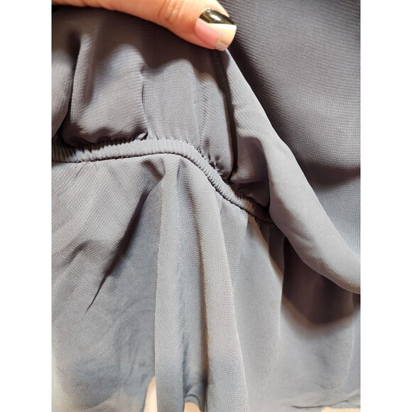 J.R. Nites By Carol Lin Womens 14 Gray Blouson Bead Embellished Flowy Romantic - Picture 6 of 16